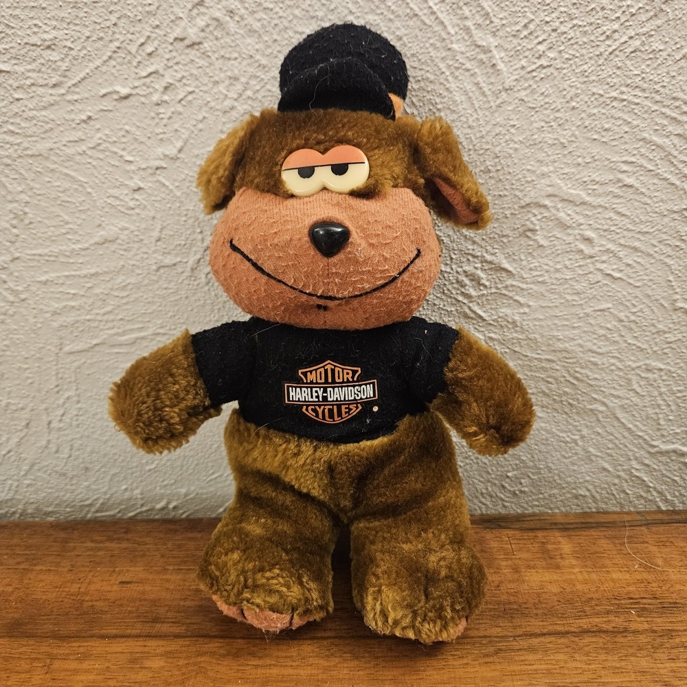 Harley Davidson Stuffed Biker Dog Vintage 90's Stuffed Animal Plush Play-by-Play